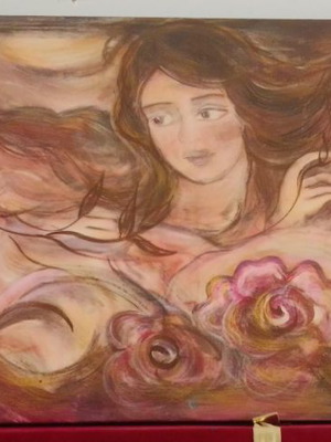 Oil painting with 3 figures used