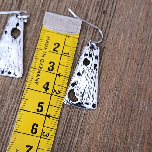 Ethnic women's embossed dangle earrings with oxidation finish steel new