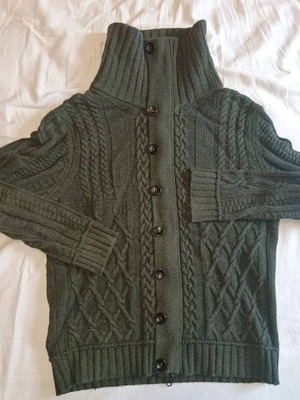 Benetton Vintage knitted cardigan used size Large green
