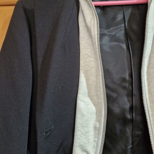 Zara black jacket set with grey hooded vest XS like new