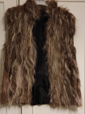 Fur vest used natural fur beige size S