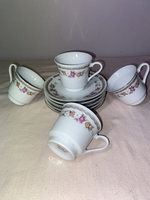 Vintage Fine China Coffee Tea Cup Set 9 Pieces like new