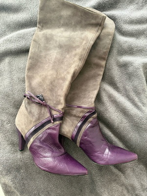 Miss Sixty μπότες μεταχειρισμένες, suede και δέρμα, μέγεθος 38, γκρι και μωβ