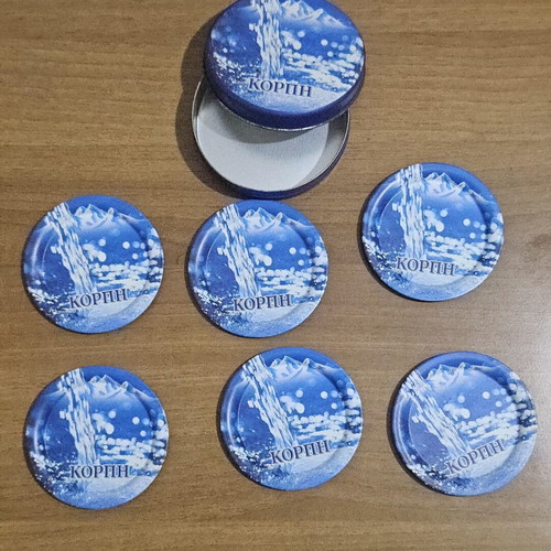 Korpi Metallic Promotional Coasters set of 6 like new, 9 cm diameter