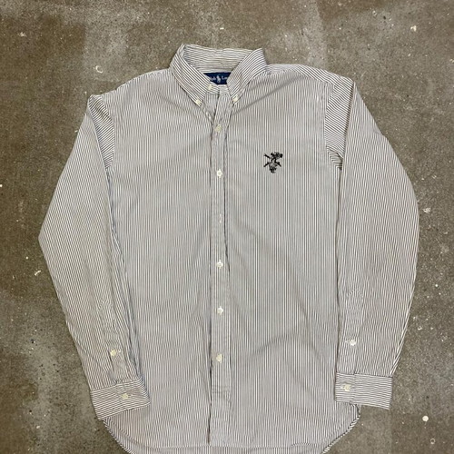 Ralph Lauren black and white striped dress shirt, M, embroidery