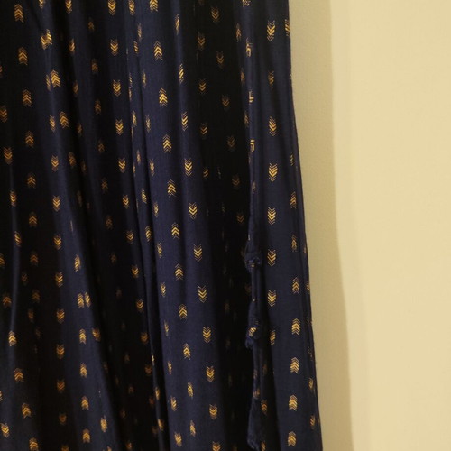 Cotton maxi kaftan dress used, navy blue with gold details