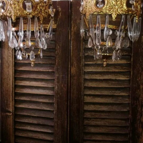 Vintage set of wall sconces with crystals like new