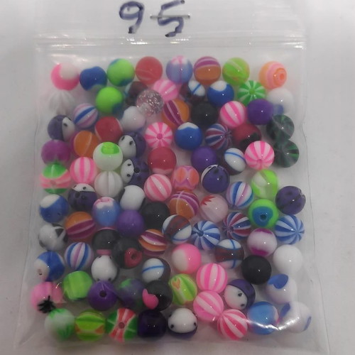 Acrylic piercing beads set 95 pieces like new, colorful designs