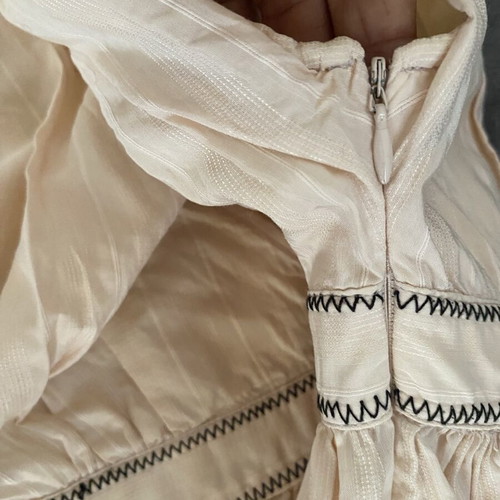 Mango Suit vintage beige dress with black embroidery, size S