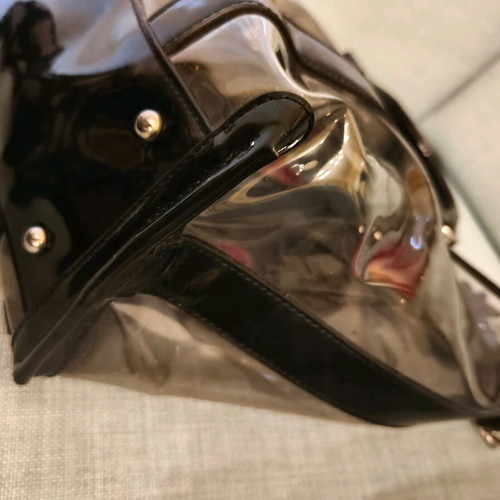 Tosca Blu transparent handbag with embossed card symbols like new