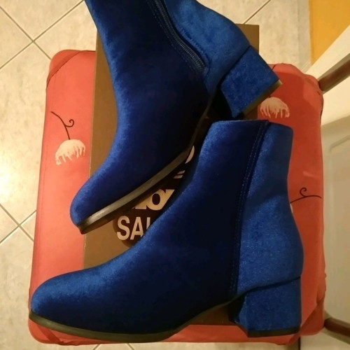 Velvet blue ankle boots size 36 new with 4.5 cm heel
