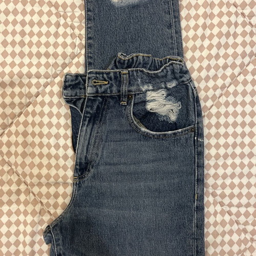 No Thinkin jeans used, blue with rips and fringes, XS/S