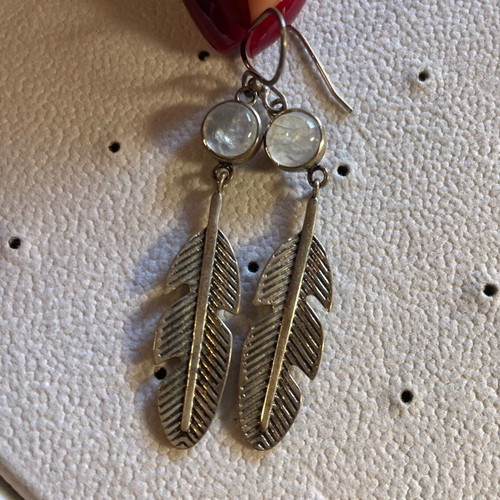 Handmade silver earrings with moonstone like new