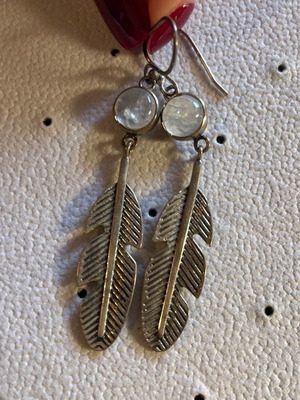 Handmade silver earrings with moonstone like new