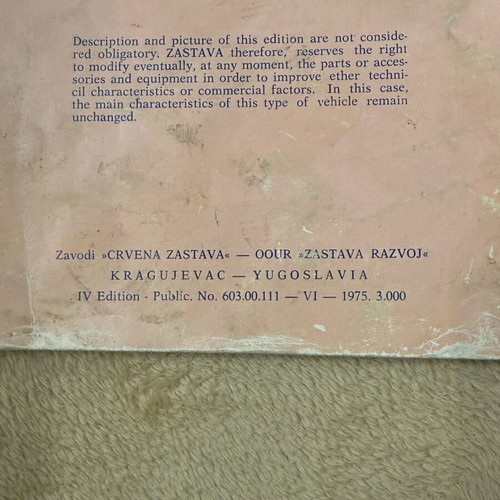 Zastava 750 1975 user manual used