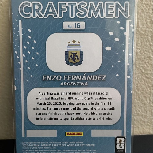 2025-26 Panini Donruss Road to World Cup Insert Enzo Fernandez Craftsmen card like new