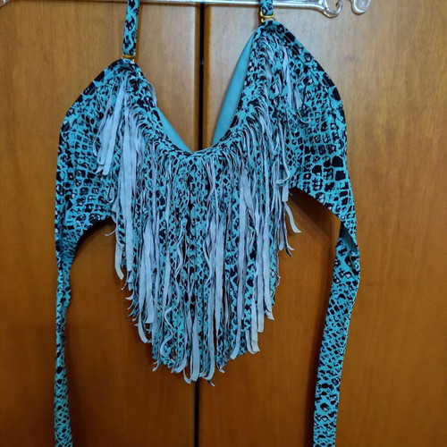 Bikini top with fringes like new, multicolor, size L