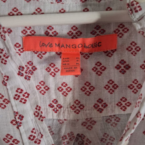 Mango women's shirt used, long sleeve, size M, white and red
