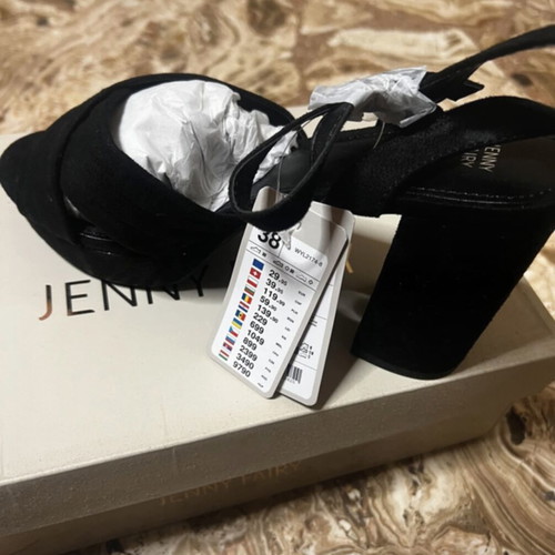 Jenny Fairy black suede platform sandals new, size 38