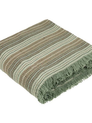 Decorative cotton throw for three-seat sofa green mint 280x180cm