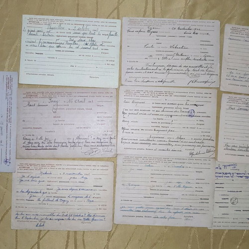 French postcards used, pack of 10, 1940-1941