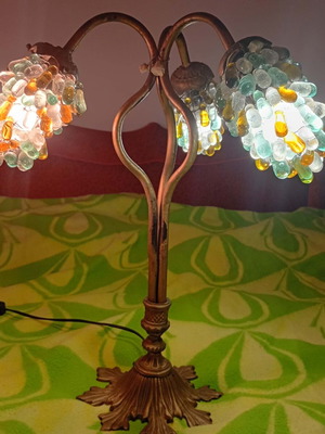 Murano table lamp grape design with brass base