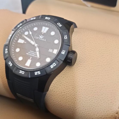 Optima Oakland automatic watch new, Swiss, black