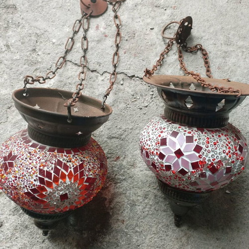 Lanterns used, set of 2 with beautiful designs