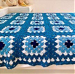  Πλεκτή Χειροποίητη Μάλλινη Κουβέρτα - 'Granny Square' - Hand Knitted Wool Blanket