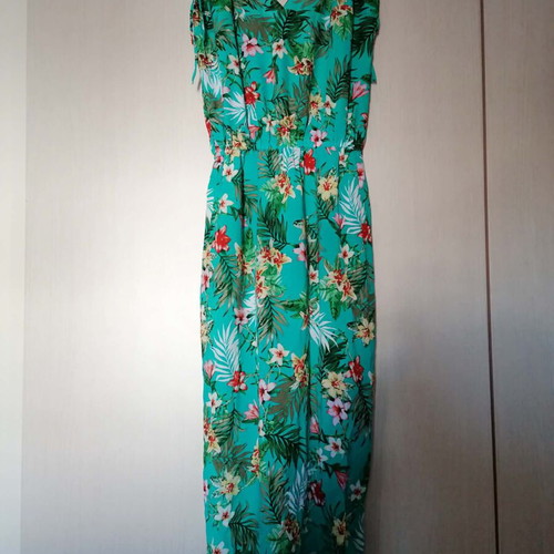 Doca romper dress with straw hat gift, one size, tropical floral