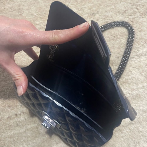 Shoulder bag used dark blue silicone with chain