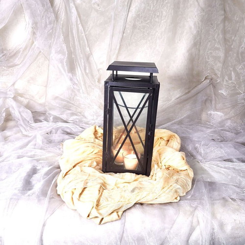Large Vintage Black Metal Floor Lantern like new