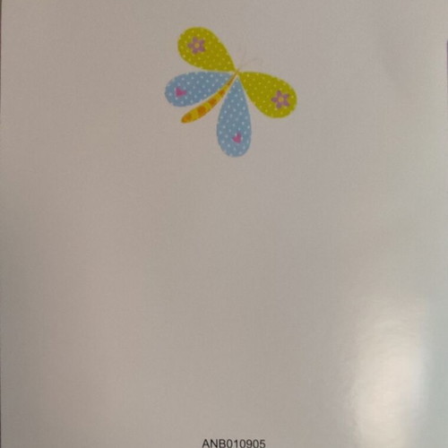 Greeting card 3D with fabric butterfly and flowers, new