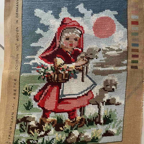 Handmade framed textile artwork like new, 0.31x0.22 m