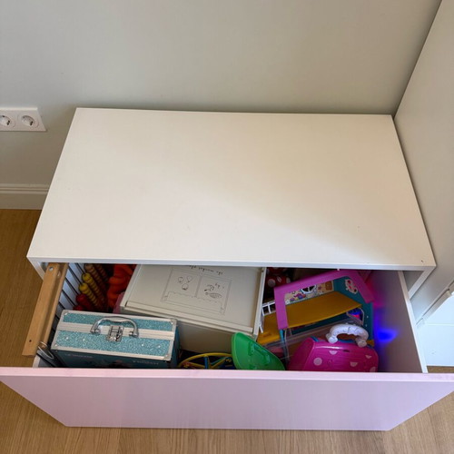IKEA SMÅSTAD toy storage bench like new, pink and white