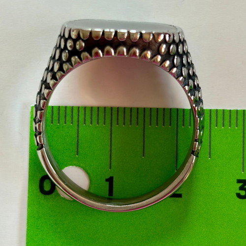 Scaled Signet Ring Black Inlay New, 316L Stainless Steel, US Size 12