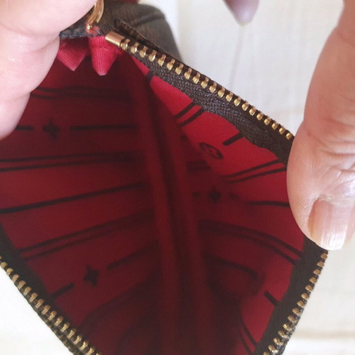 Clutch bag used brown and red