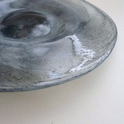 Vintage handblown glass platter, 32 cm diameter