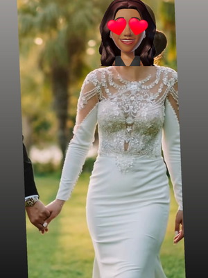 Mermaid wedding dress used with sheer bust and train