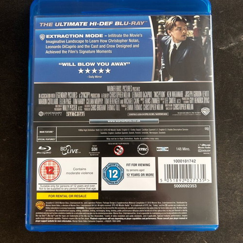 Inception movie Blu-Ray like new with subtitles