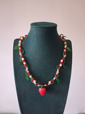 Strawberry Garden Necklace New Multicolored with Silver Clasp