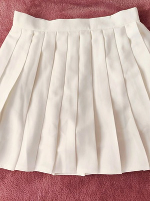 Shein white mini pleated skirt new