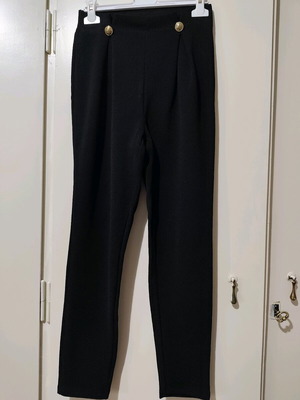 SHEIN Petite Black Trousers with Gold Buttons like new, XS