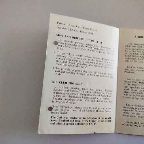International Scout Club brochure 1965 used