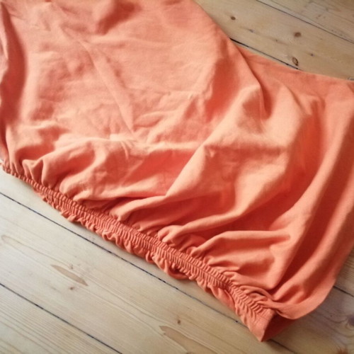 Zara asymmetric one-shoulder top with side ruching, orange, size L
