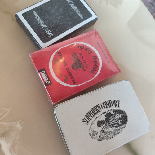 Southern Comfort metal case, Lucky Cards and LexCasino playing cards