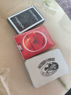 Southern Comfort metal case, Lucky Cards and LexCasino playing cards
