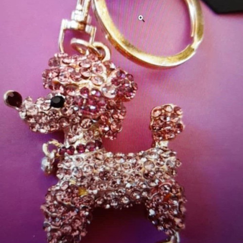 Key holder pink multicolor, new, 5x4.5 cm poodle figure