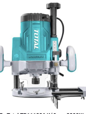 Total 2200W Router with Speed Adjustment and Set of 12 Blades
