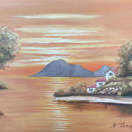 Galini sto Iliovasilema Handmade Oil Painting 80x55cm